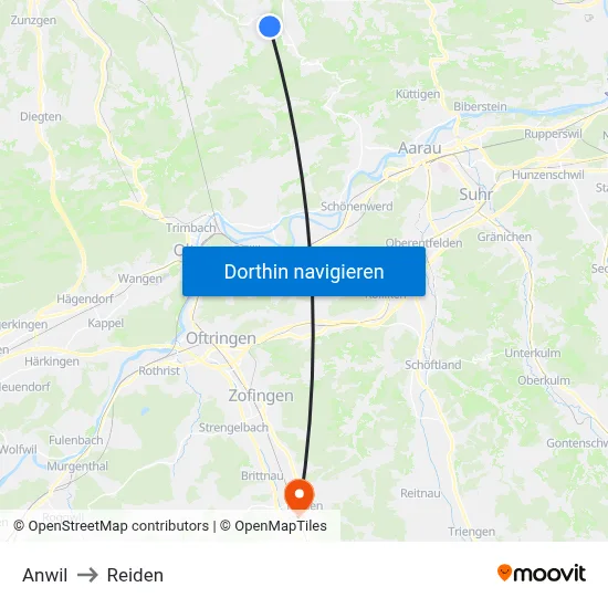 Anwil to Reiden map