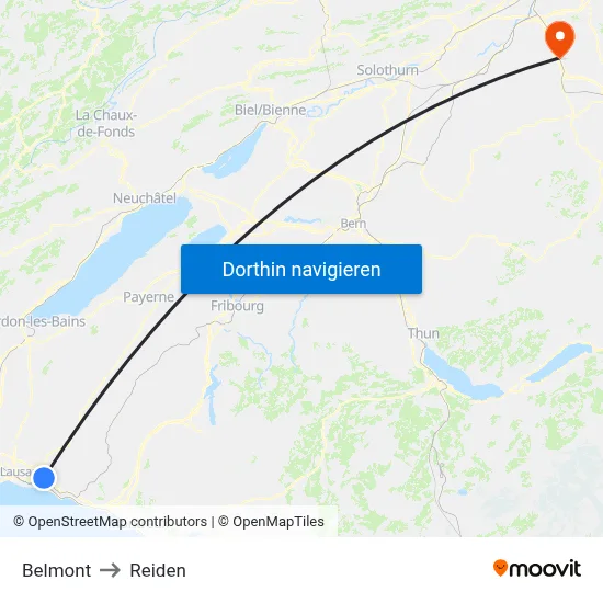 Belmont to Reiden map