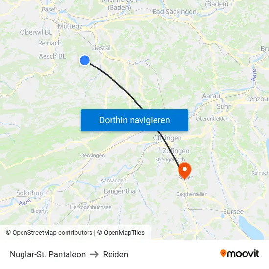 Nuglar-St. Pantaleon to Reiden map