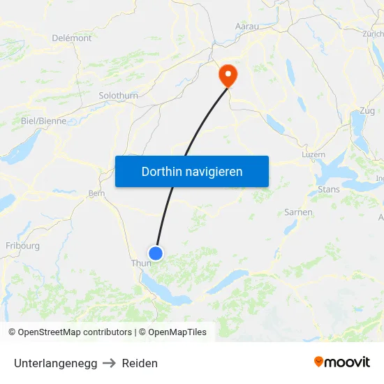 Unterlangenegg to Reiden map
