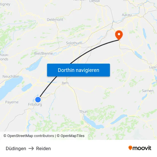 Düdingen to Reiden map