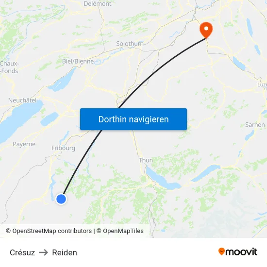 Crésuz to Reiden map