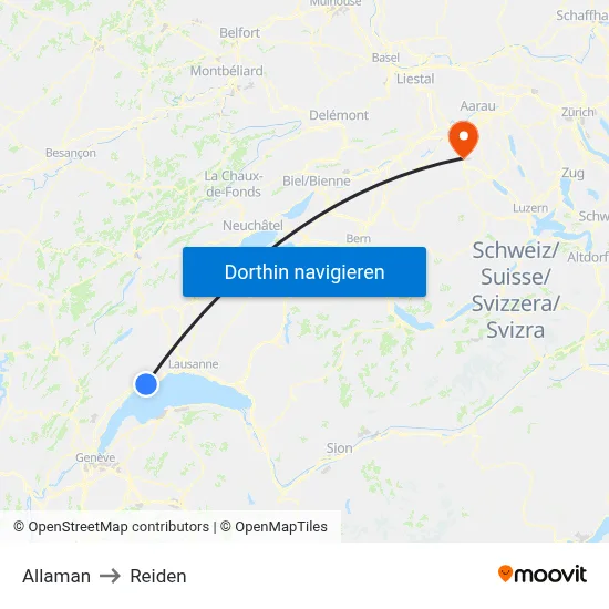 Allaman to Reiden map