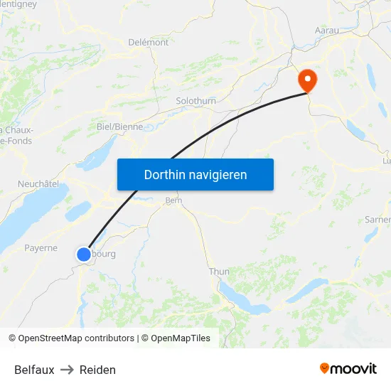 Belfaux to Reiden map