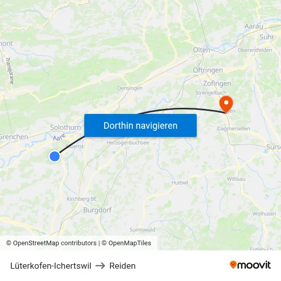 Lüterkofen-Ichertswil to Reiden map