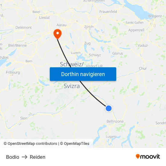 Bodio to Reiden map