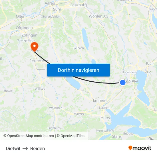 Dietwil to Reiden map