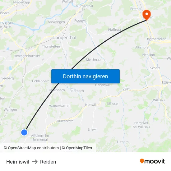 Heimiswil to Reiden map