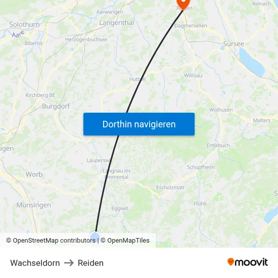 Wachseldorn to Reiden map