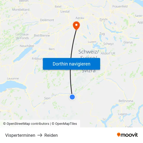 Visperterminen to Reiden map