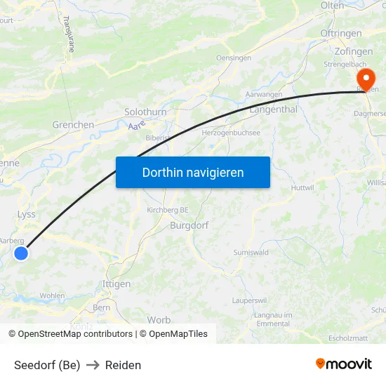 Seedorf (Be) to Reiden map