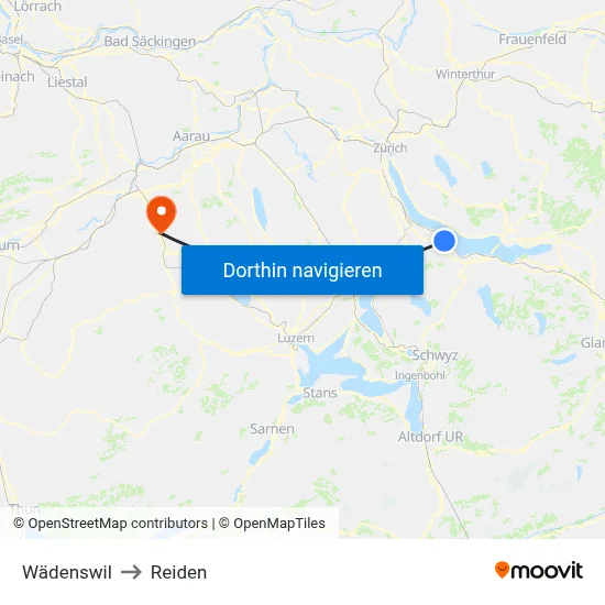 Wädenswil to Reiden map