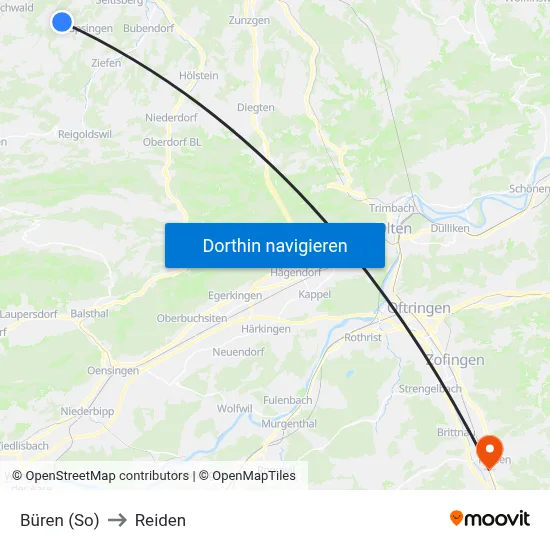 Büren (So) to Reiden map