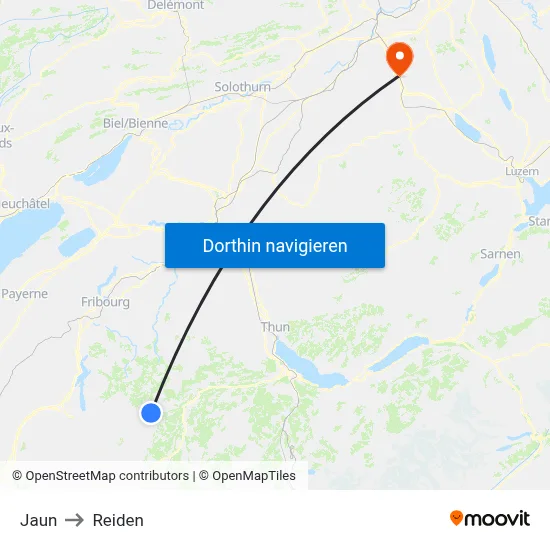 Jaun to Reiden map
