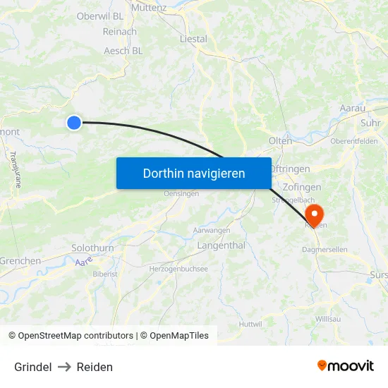 Grindel to Reiden map