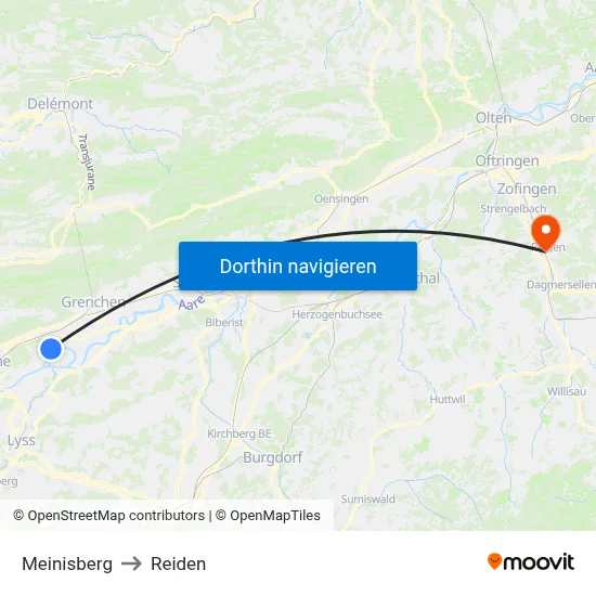 Meinisberg to Reiden map
