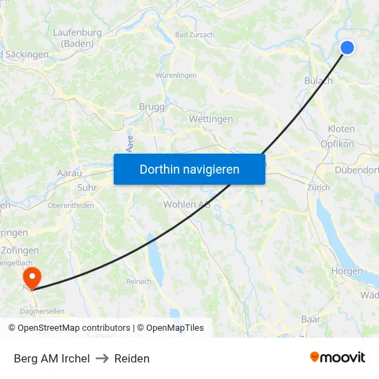 Berg AM Irchel to Reiden map