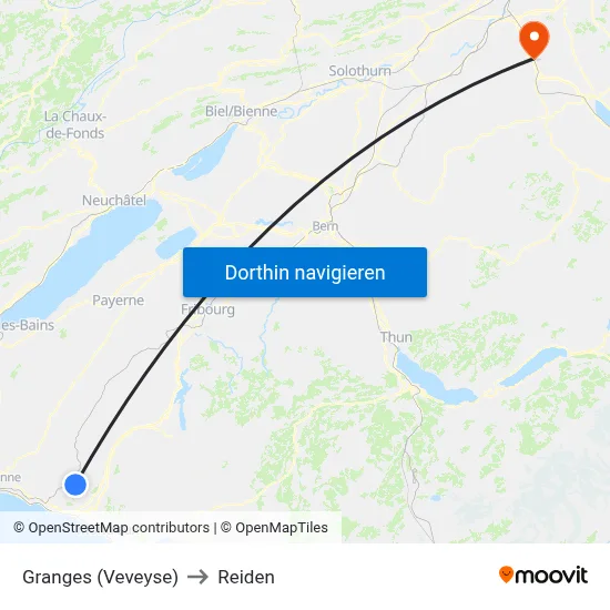Granges (Veveyse) to Reiden map