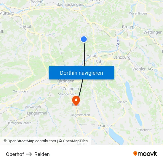 Oberhof to Reiden map