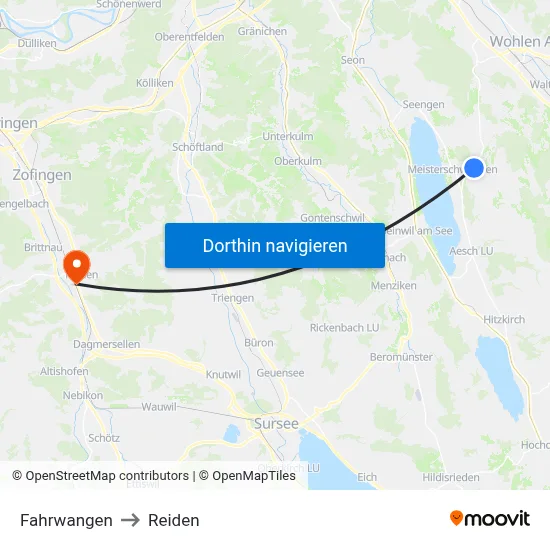 Fahrwangen to Reiden map