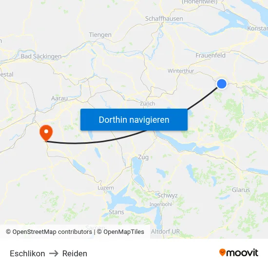 Eschlikon to Reiden map