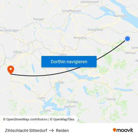 Zihlschlacht-Sitterdorf to Reiden map