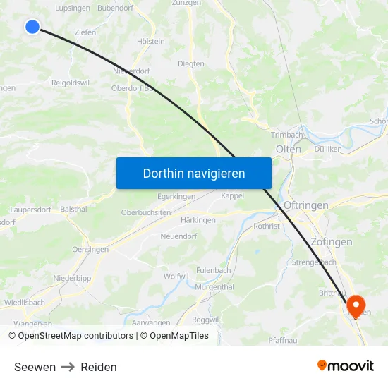 Seewen to Reiden map