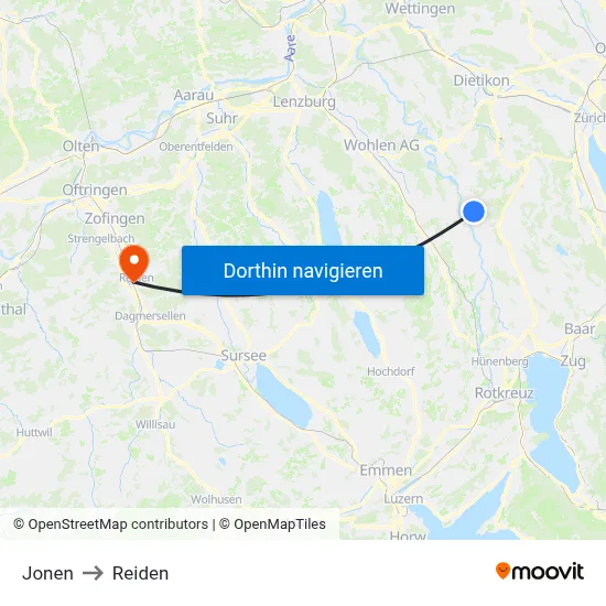 Jonen to Reiden map