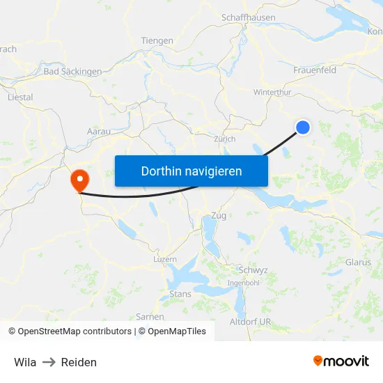 Wila to Reiden map