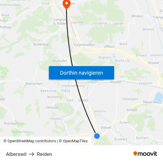 Alberswil to Reiden map