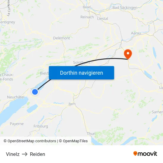 Vinelz to Reiden map