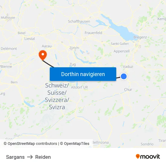 Sargans to Reiden map