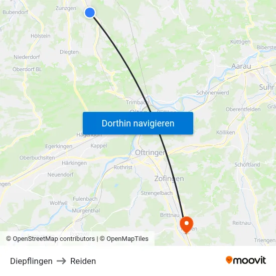 Diepflingen to Reiden map