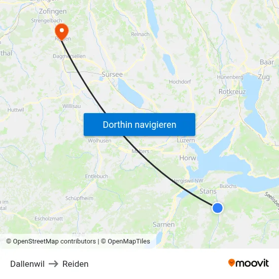 Dallenwil to Reiden map