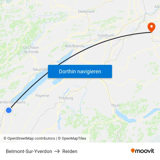 Belmont-Sur-Yverdon to Reiden map