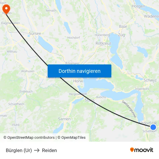 Bürglen (Ur) to Reiden map