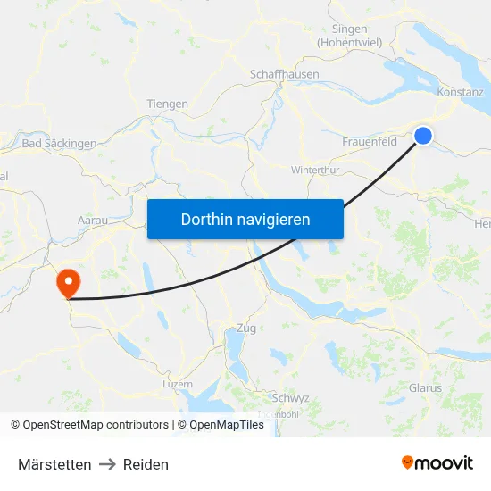 Märstetten to Reiden map