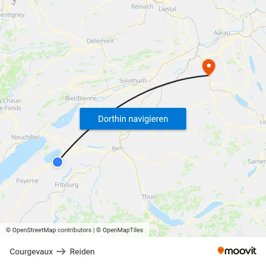 Courgevaux to Reiden map