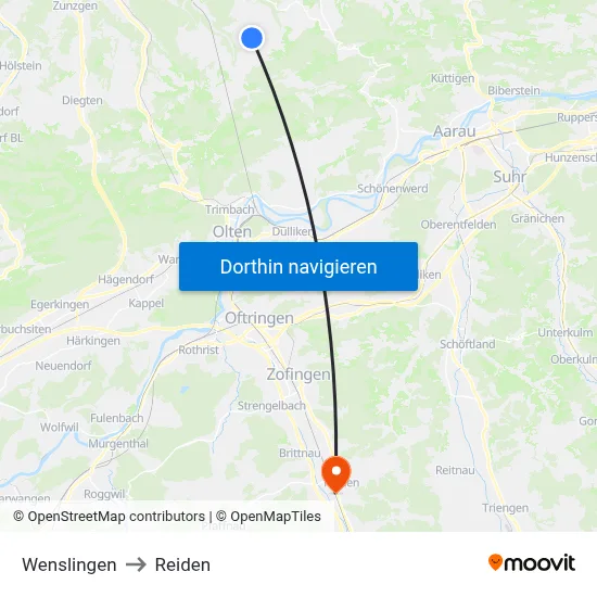 Wenslingen to Reiden map