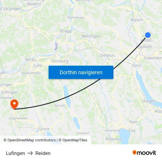 Lufingen to Reiden map
