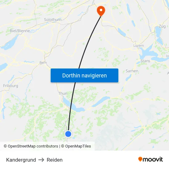 Kandergrund to Reiden map