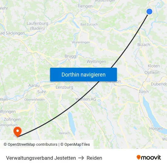 Verwaltungsverband Jestetten to Reiden map