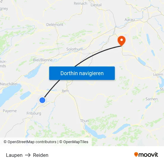 Laupen to Reiden map