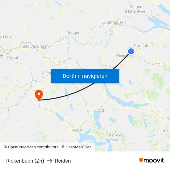 Rickenbach (Zh) to Reiden map