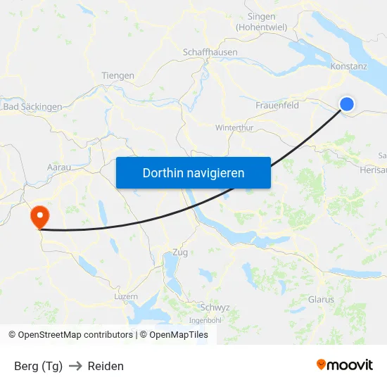 Berg (Tg) to Reiden map