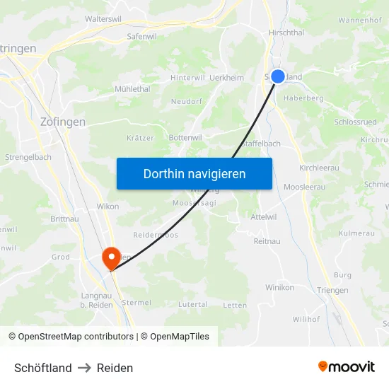 Schöftland to Reiden map