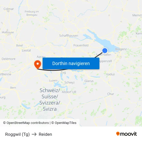 Roggwil (Tg) to Reiden map