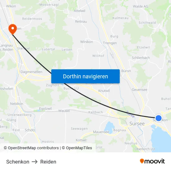 Schenkon to Reiden map