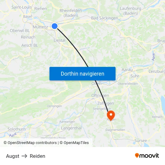 Augst to Reiden map