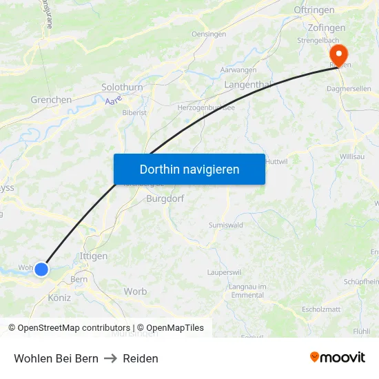 Wohlen Bei Bern to Reiden map